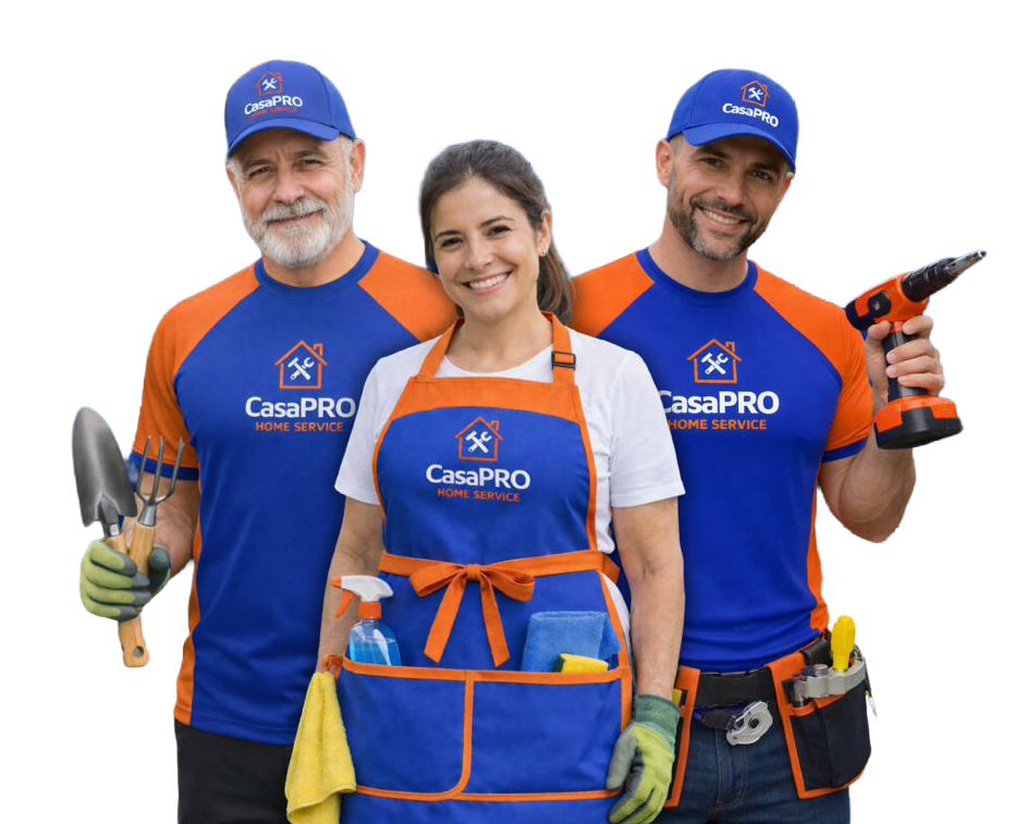 Painel com visual tecnológico para serviços CasaPRO
